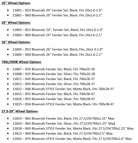 Mudguards for 27.5 inch top wheels