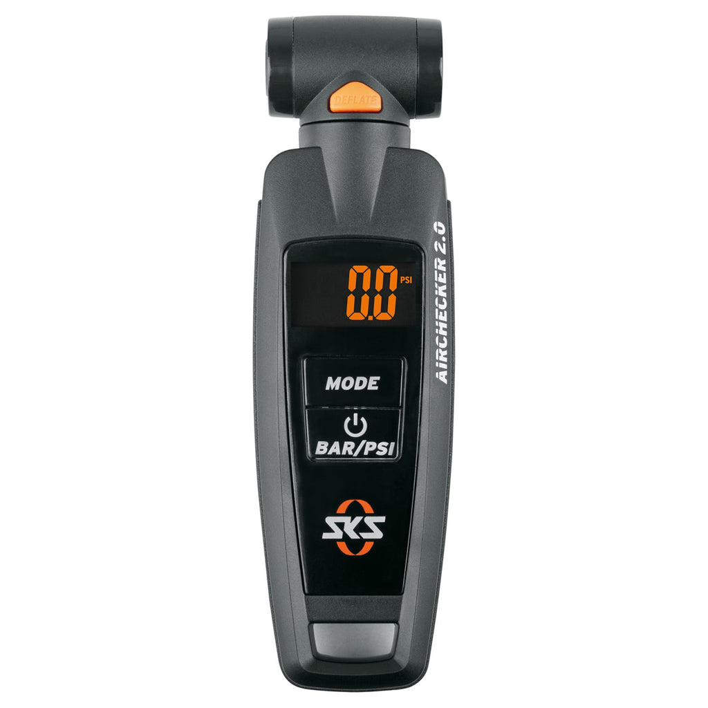 Digital tire pressure gauge with SKS branding on a white background